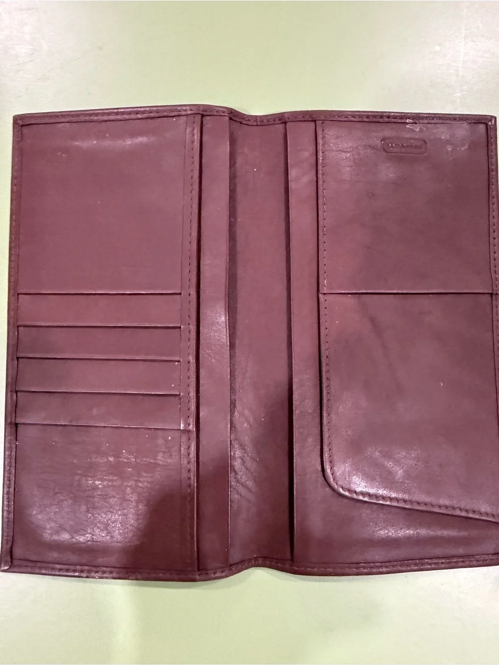 Leather Long Wallet Organizer in Burgundy